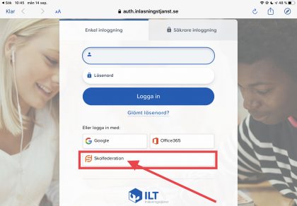 Inloggning till Inläsningstjänst.