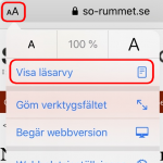 Bild på hur man fixar läsarvy på mobila enheter.