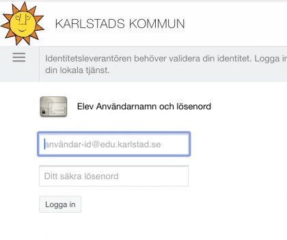 Skriv in användar-id och lösenord för att logga in. 