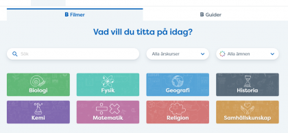 Filmer fördelade på olika ämnen.