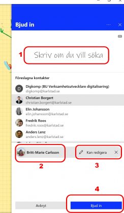 Bilden visar bjud in-funktionen