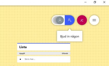Bilden visar hur du kan bjuda in personer till whiteboard för att samarbeta