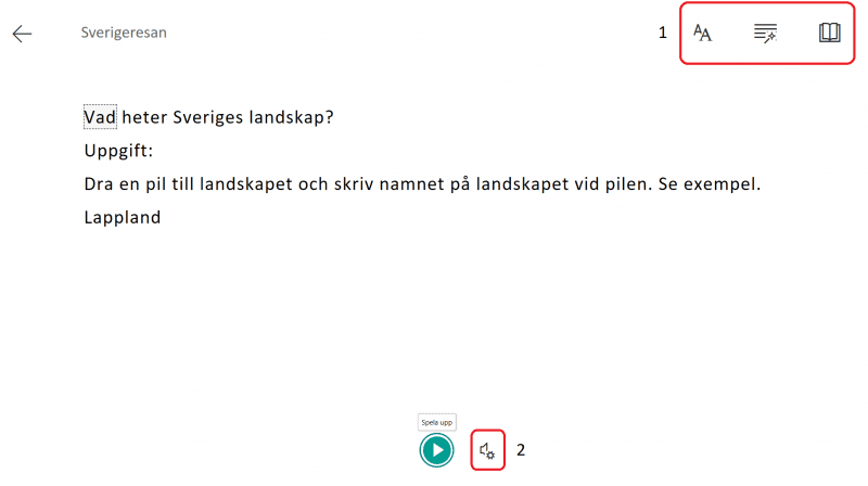 Ställa in olika funktioner i avancerad läsare i OneNote för dator.