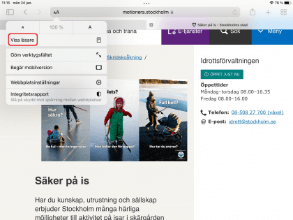 Läsvy i Safari.