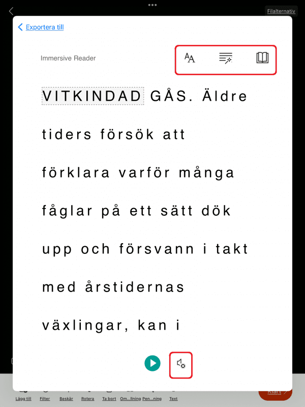 Inställningar för avancerad läsare.