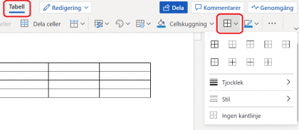 Välja kantlinjer.