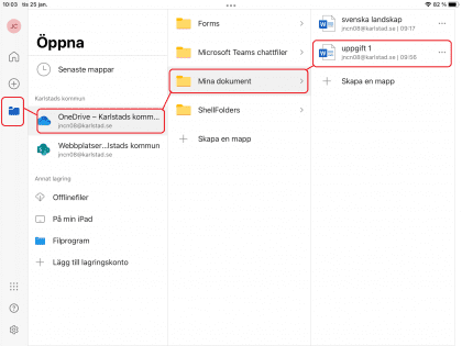 Hitta dokumentet i din Onedrive.