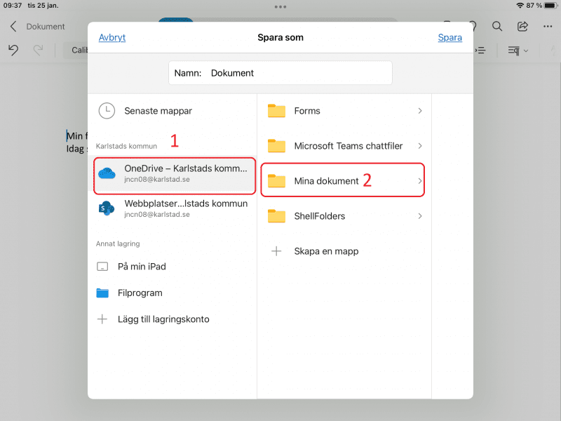 Spar i Onedrive.