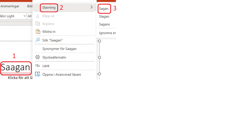 Stavningskontroll i Powerpoint Online