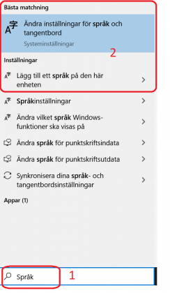 Ändra språkinställning för tangentbord