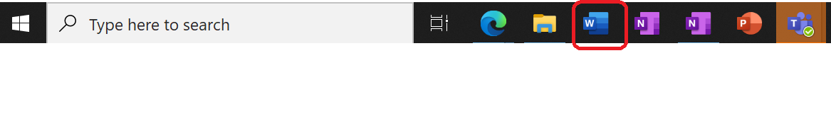 Word i aktivitetsfältet.