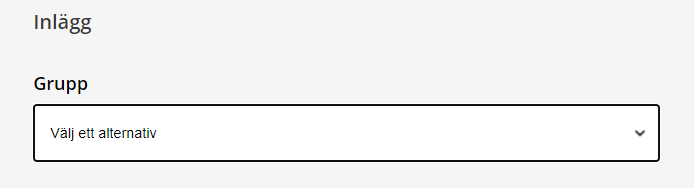 Rullisten för att välja ett alternativ, en grupp, och deras inlägg.