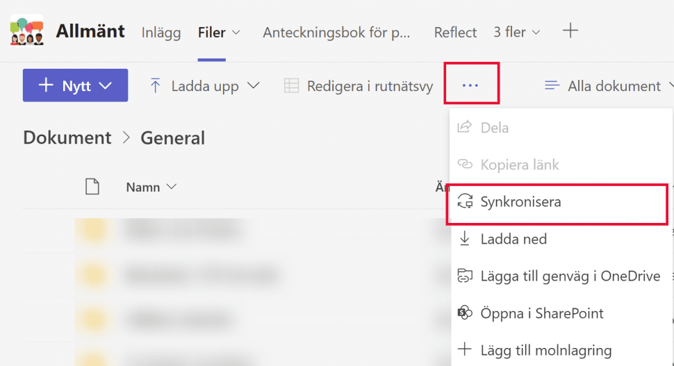 Synkronisera mapp