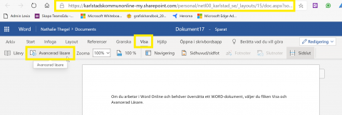  avancerad läsare i Word