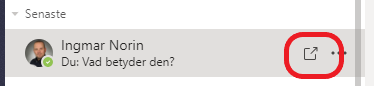 Öppna chattfönster i Teams