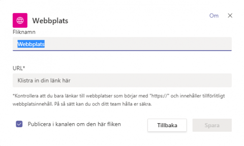 lägga till en webbplats som en flik