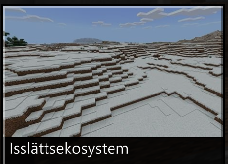 Snövärld i Minecraft med namnet Isslättsekosystem