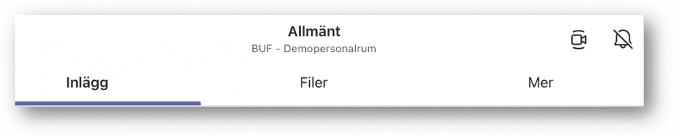 Flikarna Inlägg, Filer och Mer under Allmänt i Teams för iPad