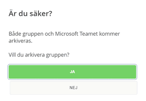 Bekräfta arkivering av grupp i Haldor