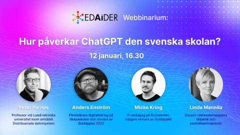 Info om webbinariet "ChatGPT är här – hur påverkar det skolan?" 12 januari 2023