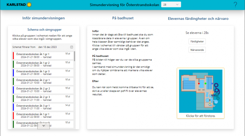 Startsidan i simappen.